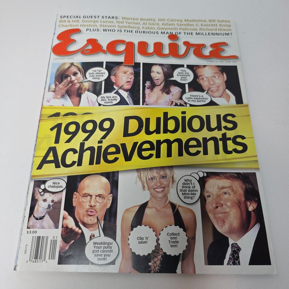 2000 January Esquire Magazine. 1999 Dubious Achievements Young Trump Cover Rare